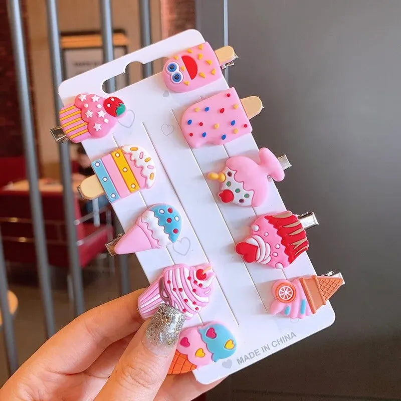 Hair Clips Kids Colorful Drawings - 10 pcs