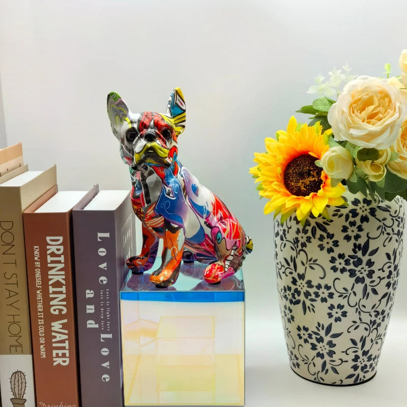 Colorful Statue French Bulldog and Dachshund