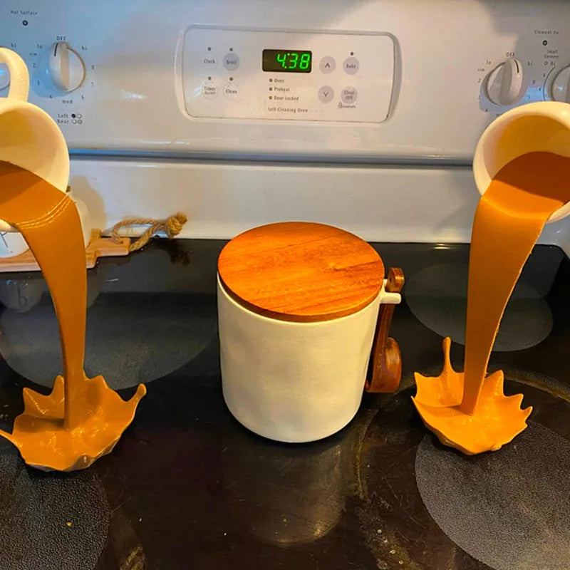 Floating Spilling Coffee Cup Sculpture Kitchen Decoration