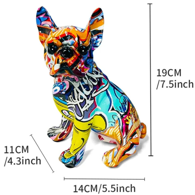 Colorful Statue French Bulldog and Dachshund