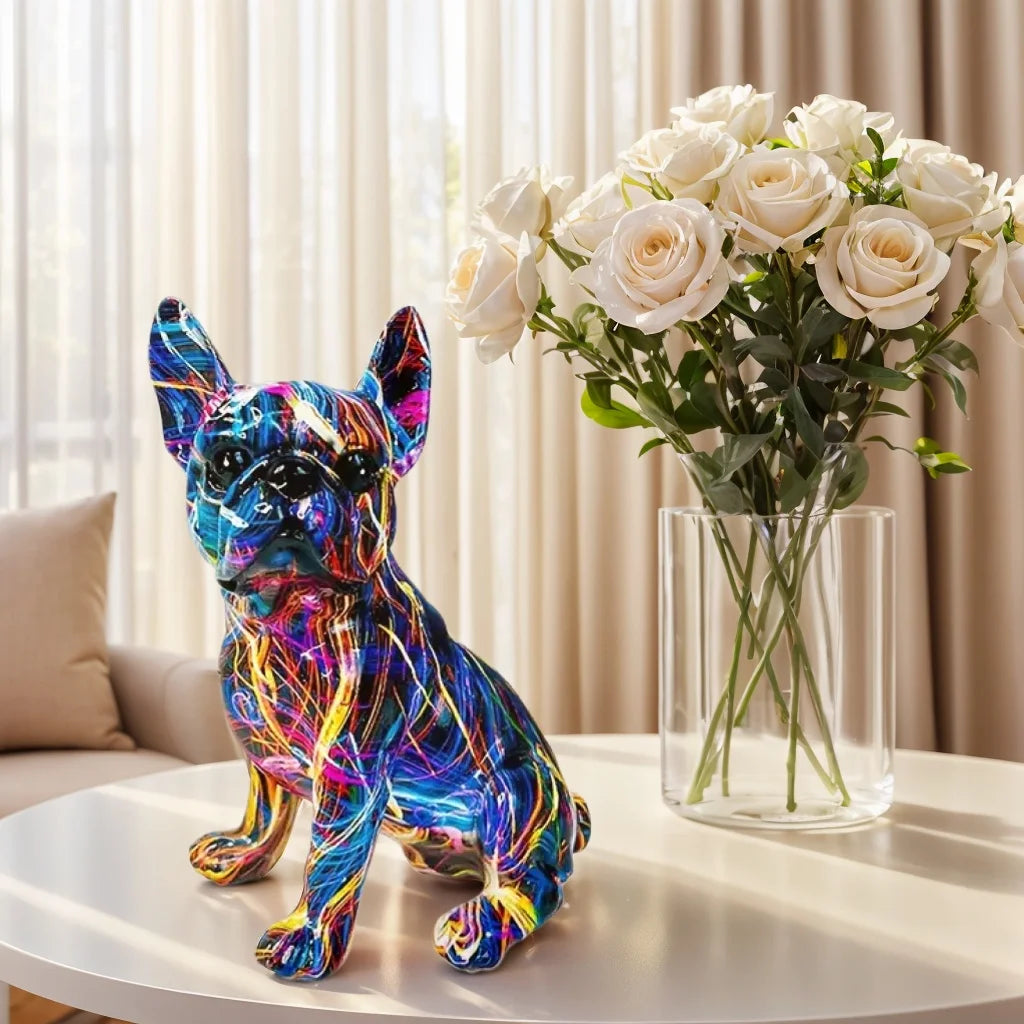 Colorful Statue French Bulldog and Dachshund