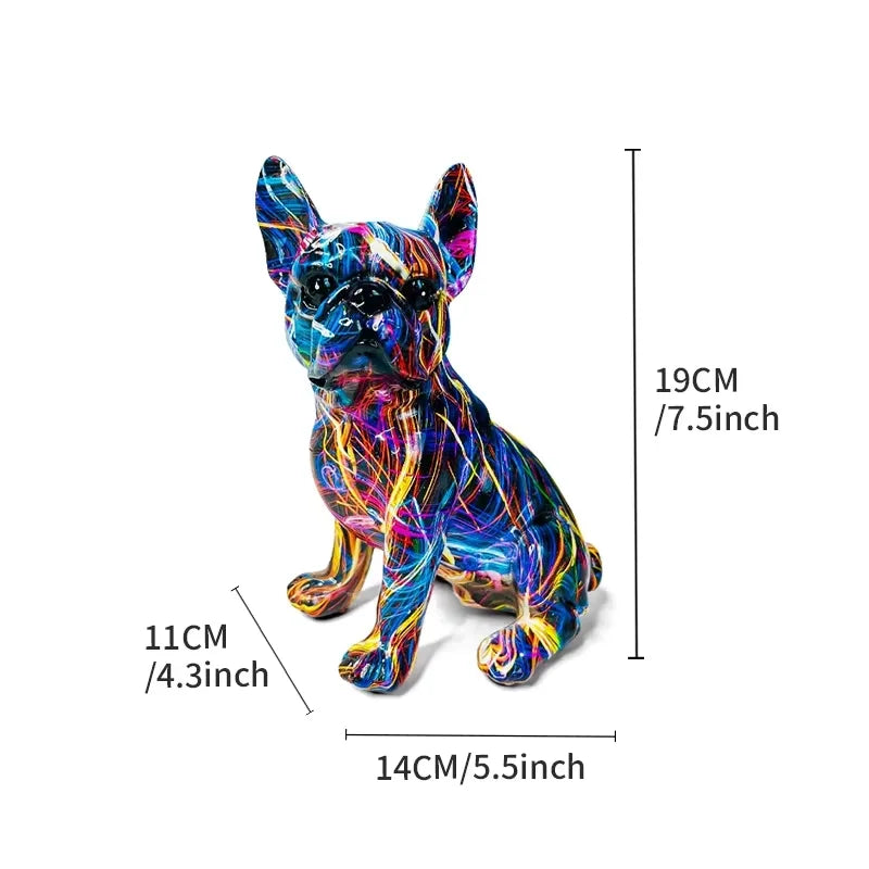 Colorful Statue French Bulldog and Dachshund