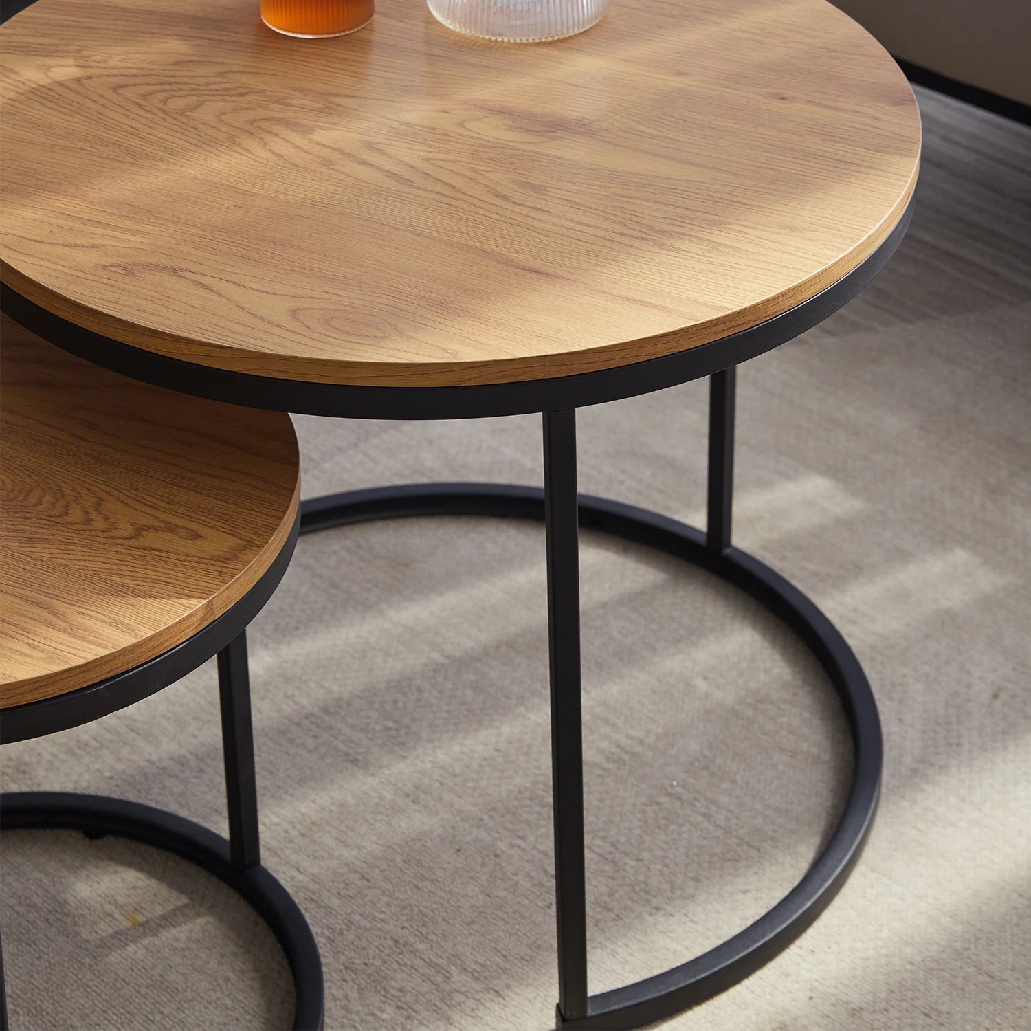 2Pcs Nordic Coffee Table 2 in 1 Round Combination