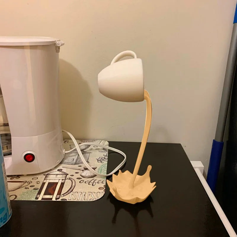 Floating Spilling Coffee Cup Sculpture Kitchen Decoration