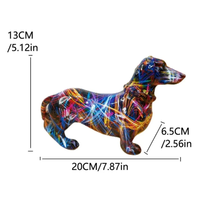 Colorful Statue French Bulldog and Dachshund