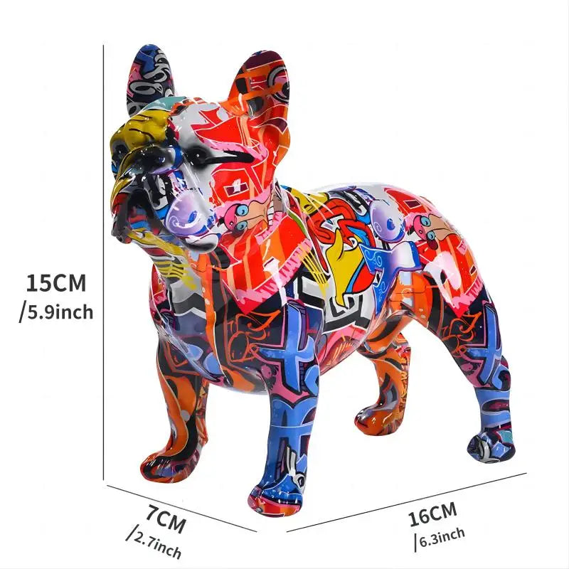 Colorful Statue French Bulldog and Dachshund