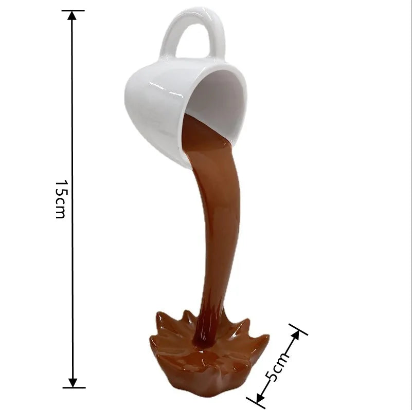 Floating Spilling Coffee Cup Sculpture Kitchen Decoration