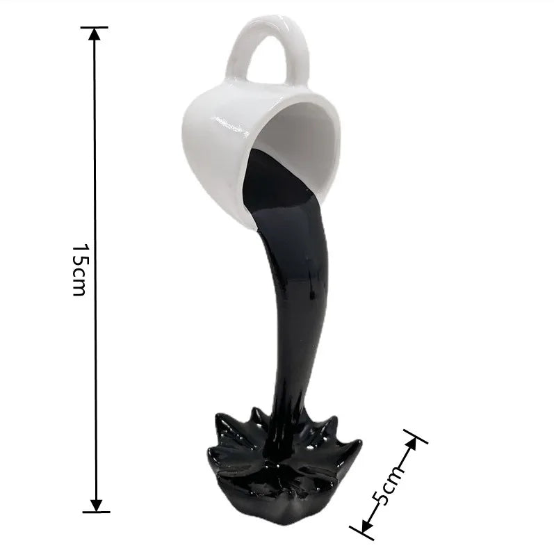 Floating Spilling Coffee Cup Sculpture Kitchen Decoration