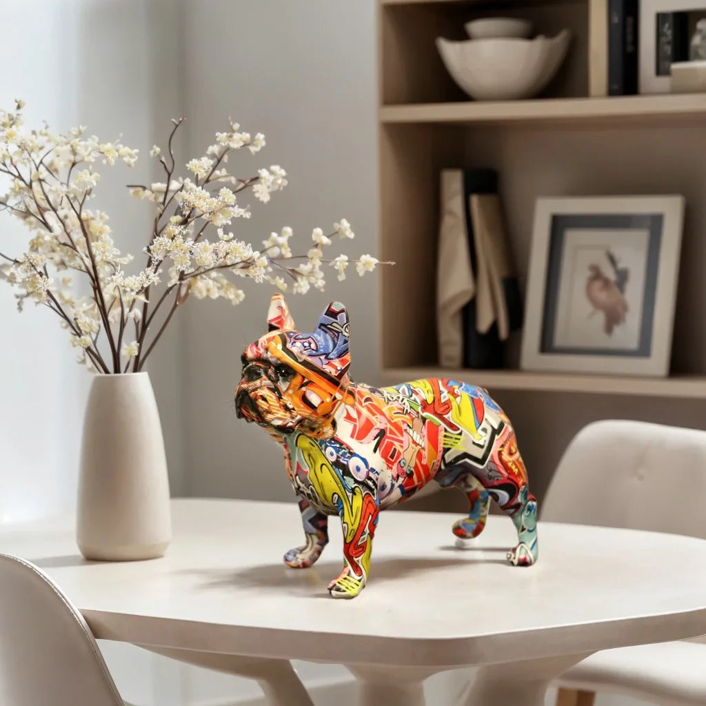 Colorful Statue French Bulldog and Dachshund